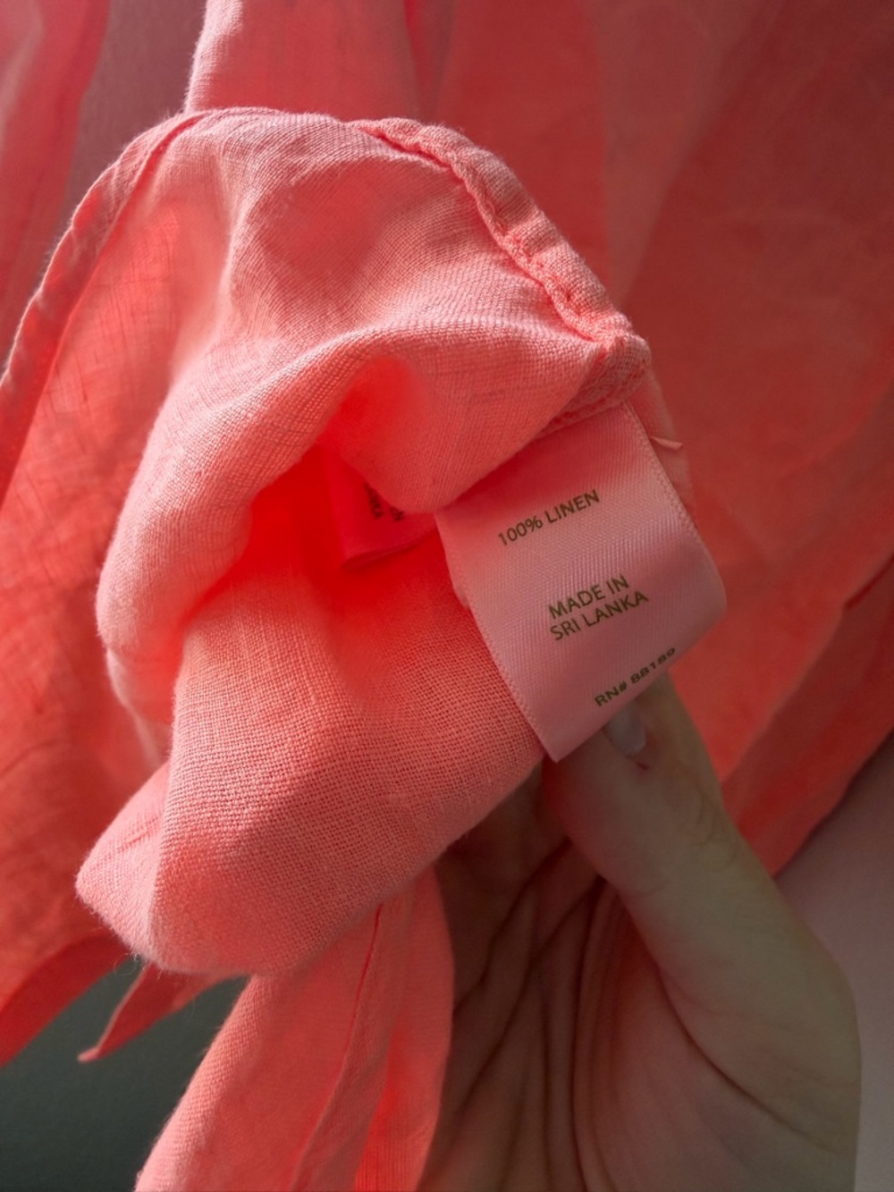 Size S Lilly Pulitzer Coral Sea View Button-Down 100% Linen Shirt-1 Flaw - Picture 5 of 7